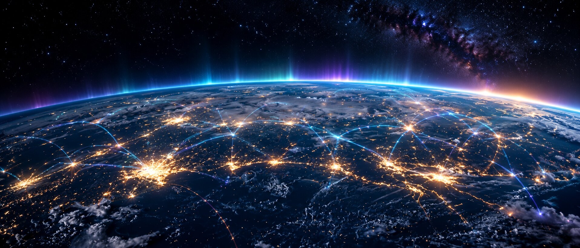 Earth illuminated by interconnected global networks